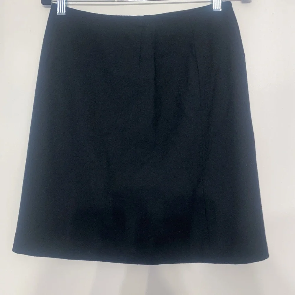 Vintage‎ Jones New York Black Wool Skirt 90s Button Front Union Made Size 6/8